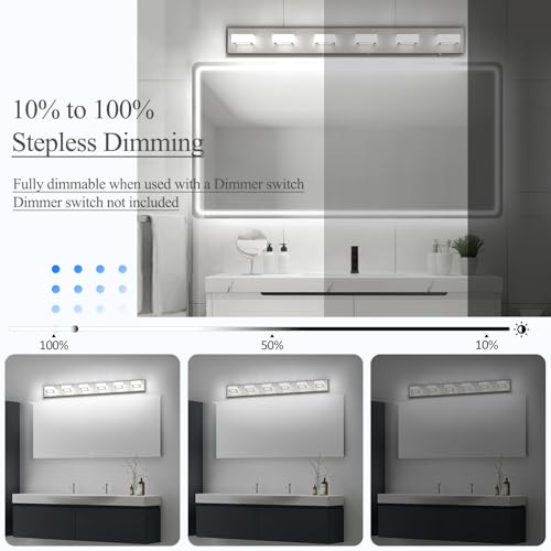 Brushed Nickel Bathroom Lights Fixtures Dimmable 5 Color Temperature Acrylic Modern Vanity Lights for Bathroom Brushed Nickel