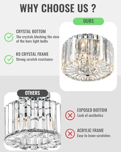2 Light Chrome Crystal Ceiling Light