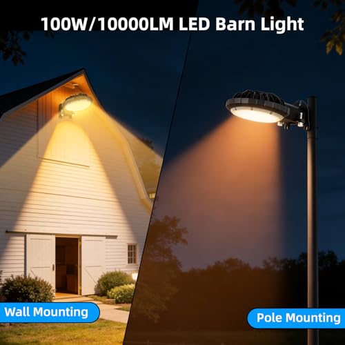 100W LED Barn Light with 10000LM 5000K Warm Light (2 Count)