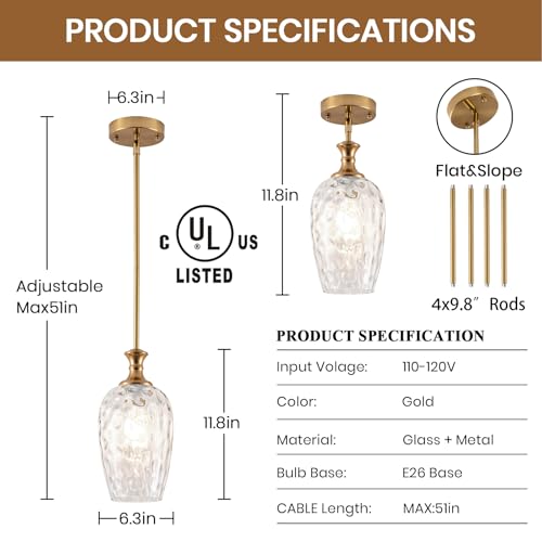 Modern Gold Pendant Lights (2 Count)