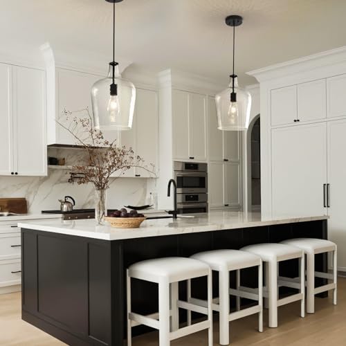 2 Pack 9.3" Glass Pendant Lighting for Kitchen Island (2 Count)