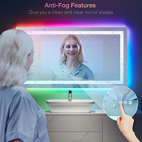 55"X30" RGB LED Bathroom Mirror with Lights