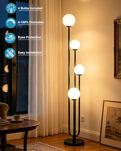 Black Globe Floor Lamp 4 (4 Count)