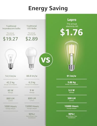 Dimmable E26 Edison LED Bulbs (6 Count)