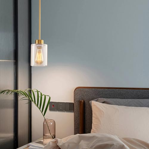 Modern Black Farmhouse Pendant Light with Glass Shade