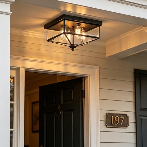 Farmhouse Style Square Flush Mount Ceiling Light