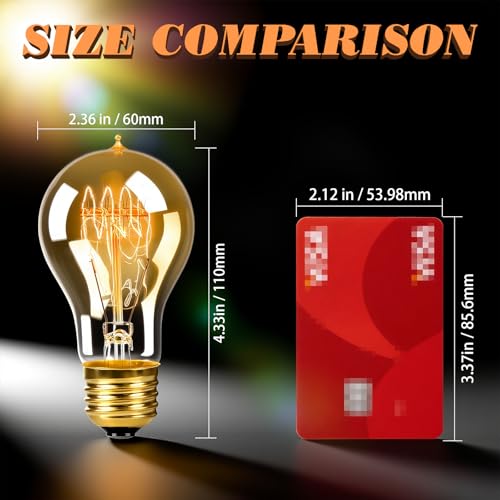 3Pack Vintage Edison Bulb 40W for Decorative Fixtures (3 Count)