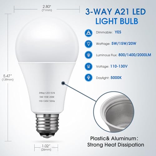 3 Way LED Light Bulbs 50 (2 Count)