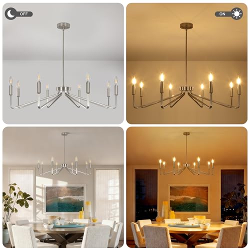 8 Light Brushed Nickel Chandeliers for Dining Room