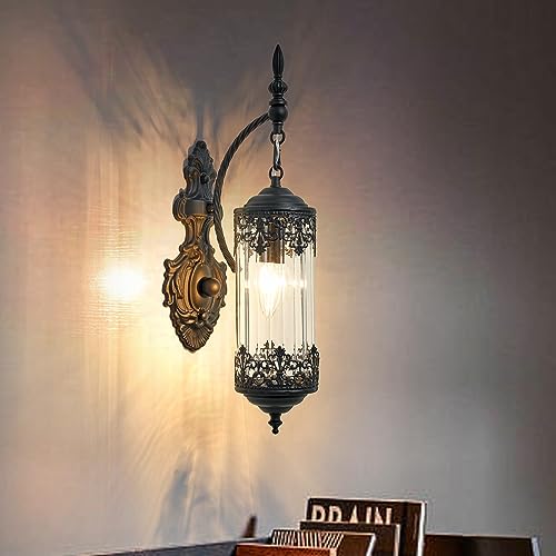 Antique Gothic Glass Wall Sconce for Bedroom