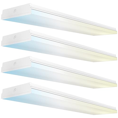 Sunco 4 Pack 4FT Inch LED Shop Light Prisma Wraparound Fixture (4 Count)