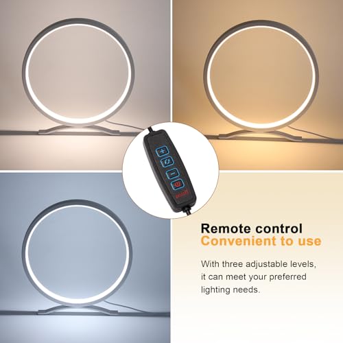 White Modern Circle Table Lamp