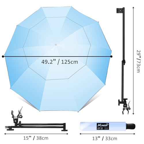 UPF 50+ Beach Umbrella with Adjustable Universal Clamp