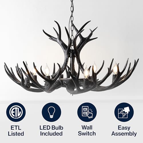 Eldora 8 Light Resin Antler Chandelier 36"