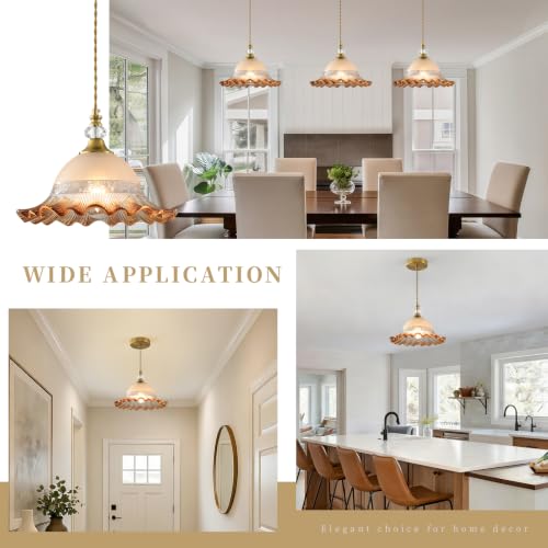 1 Pack Vintage Brushed Gold Crystal Amber Glass Pendant Light Fixture (Golden And Amber / 1-Light)