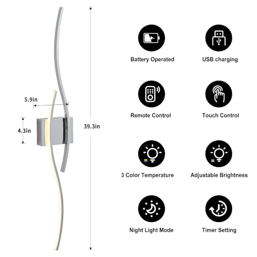 Wireless Wall Sconces Set of 2 (2 Count)