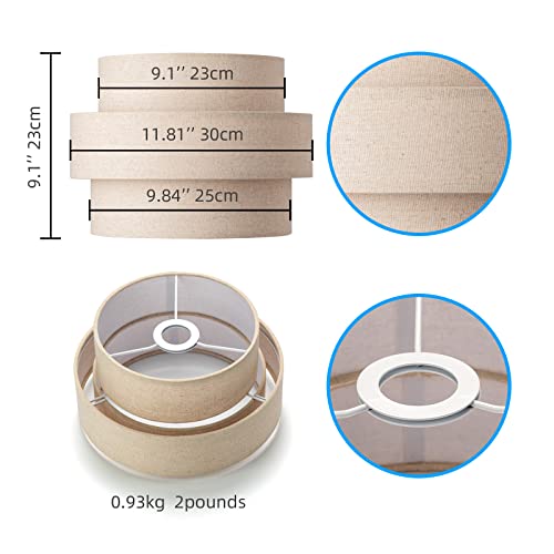 3 tier Drum Lamp Shade for Pendant Lighting Floor Lamps Replacement Shade