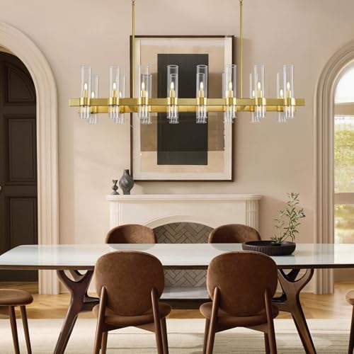 Modern Gold Linear Chandelier for Dining Room