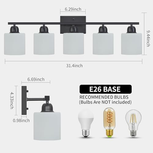 5 Light Black Bathroom Vanity Light