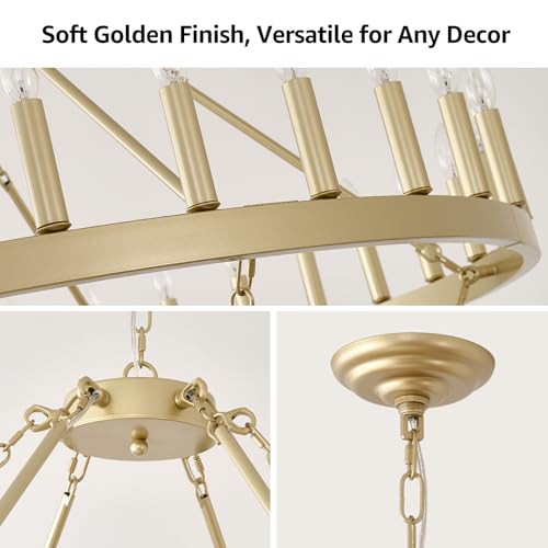 60 Inch Gold Wagon Wheel Chandelier 2