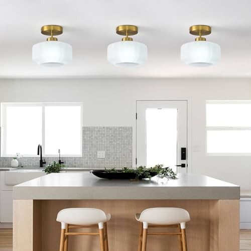 Industrial Gold Matte Light Fixtures Ceiling Mount