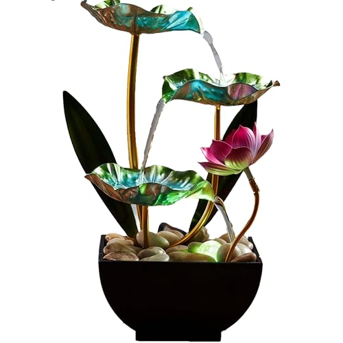 Waterfall Pendulum with Lights Small Fountain Indoor Decompression Office Living Room Home Decor Art Country Style