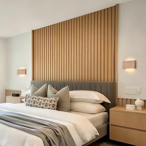 Natural Wood LED Wall Sconce Wood Wall Sconce Indoor Wall Lights Hardwired 2 Pack Up and Down Wall Mount Light 3000K