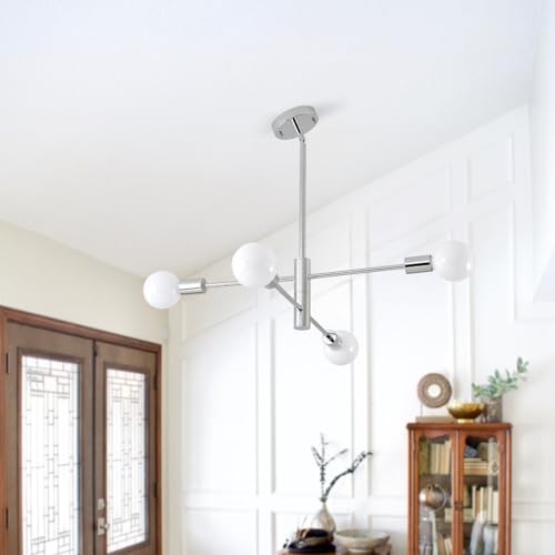 Modern Sputnik Lighting Fixture 4 Bulbs Chrome Ceiling Light Fixture