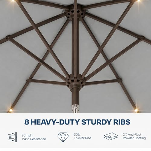 10FT Solar Patio Umbrella with Lights