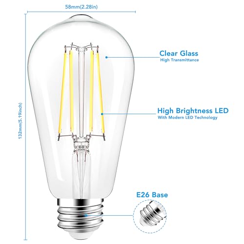 ST58 E26 LED Light Bulbs (4 Count)