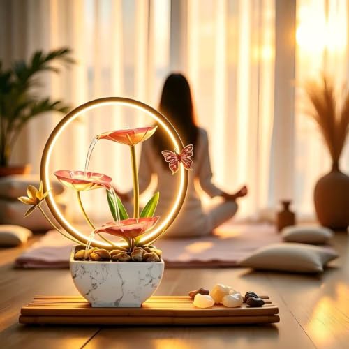 11'' H Pink Indoor Desktop Tableop Fountain Decoration