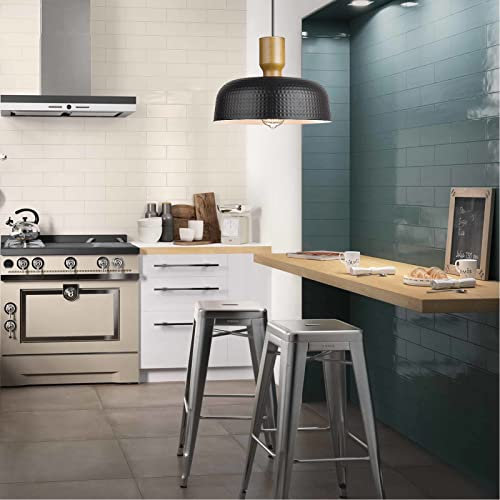 Industrial Pendant Light Fixtures Ceiling Hanging with Hammered Metal Shade
