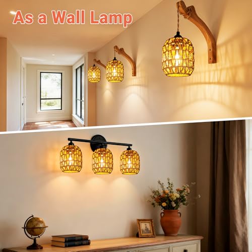 3 Pack Rattan Lamp Shades (3 Count)