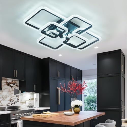 Dimmable White Modern Ceiling Lamp with Remote for for Living Room