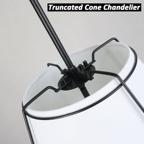 Modern 3 Light 16" Black Pendant Light White Linen Drum Adjustable