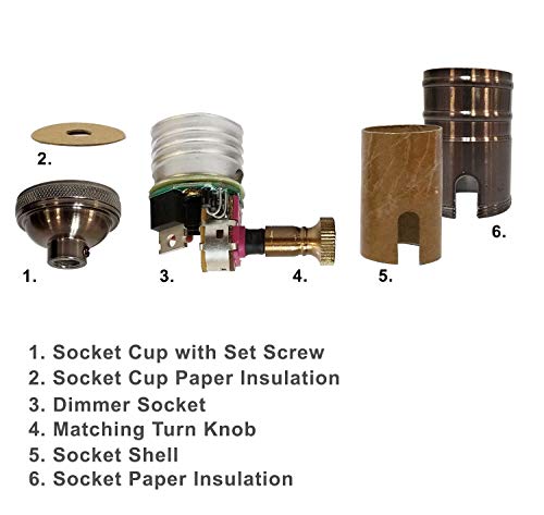 Vintage Turn Knob Dimmer Lamp Socket for Incandescent LED Bulbs (6 Count)