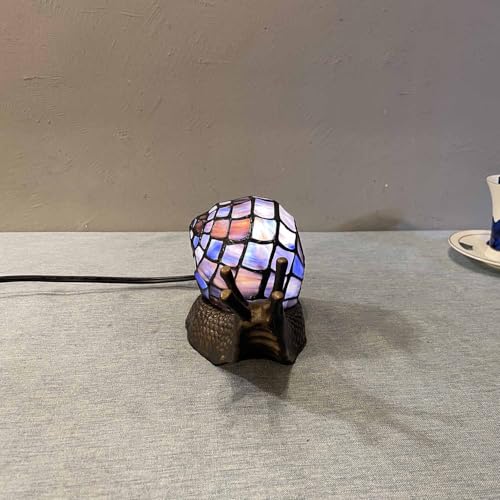 L10976 Purple Land Snail Tiffany Style Stained Glass Accent Lamp