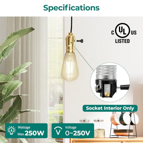 3 Way Lamp Socket Replacement UL Listed (2 Count)