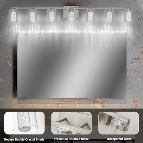 7 Light Brushed Nickel Vanity With 3 Color Modes (7 Count)