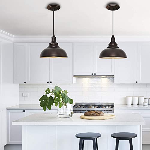 2 Pack Bronze Pendant Lights Kitchen Island Industrial Adjustable Hanging Barn Light Fixtures (2 Count)