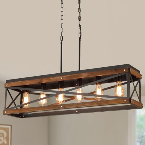 Rustic Farmhouse Wood Kitchen Island Lighting