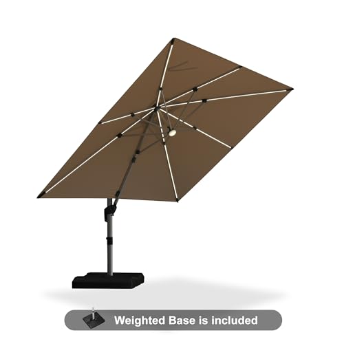 Patio Umbrella with Base Included 10' X 10' Solar Light