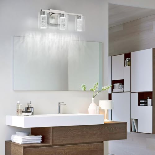 3 Light Brushed Nickel Vanity Light with 3 Color Modes