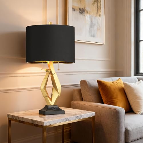 Modern Black and Gold Lamp Set of 2 (2 Count)