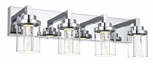 4 Light LED Bathroom Lighting Fixtures Chrome