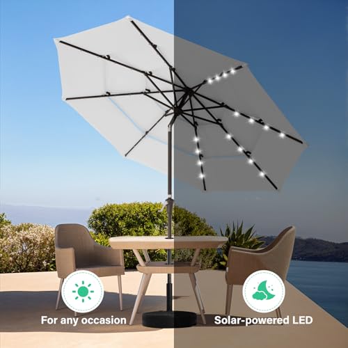 9 ft 3 Tier Outdoor LED Lighted Patio Umbrella w