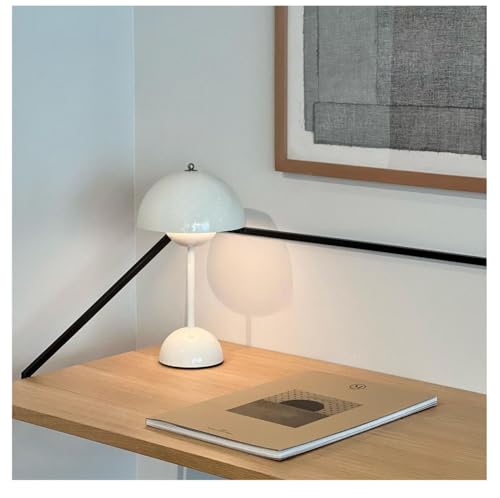 Modern Flower Bud Lamp 12" Cordless Touch Lamp Dimmable 2600mAh Rechargeable Desk Lamp Nordic Minimalist Mushroom Lamp Nightstand Bedside Lamp for Bedroom Living Room