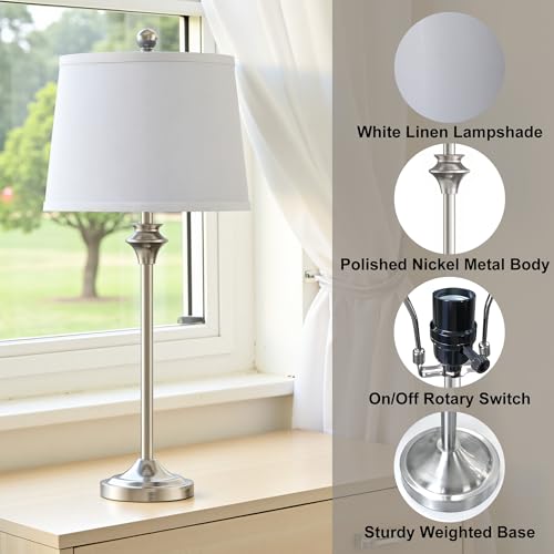 Set of 2 Brushed Nickel Table Lamps