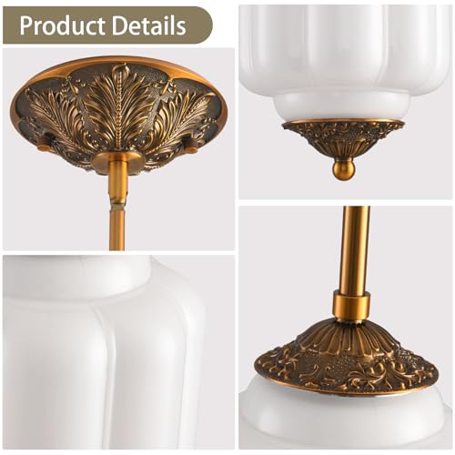 5.5 in Vintage Milk Glass Ceiling Light Fixture