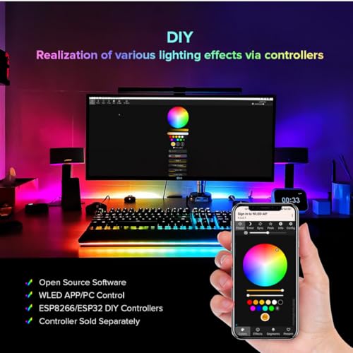 WS2812B Individually Addressable 24V RGB 16.4ft 60LED (White Pcb / 60LED/m IP30)